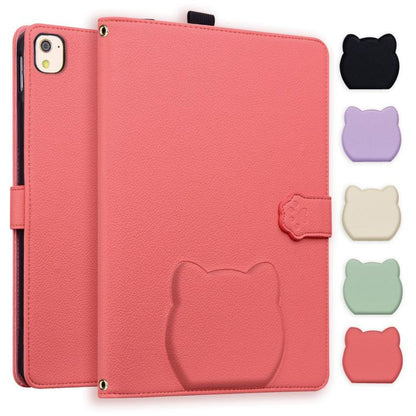 Cat Skin-feel Litchi PU Leather Smart Tablet Case - For iPad Air 13 / Mini (2024) / Mini 6 / iPad 10.2