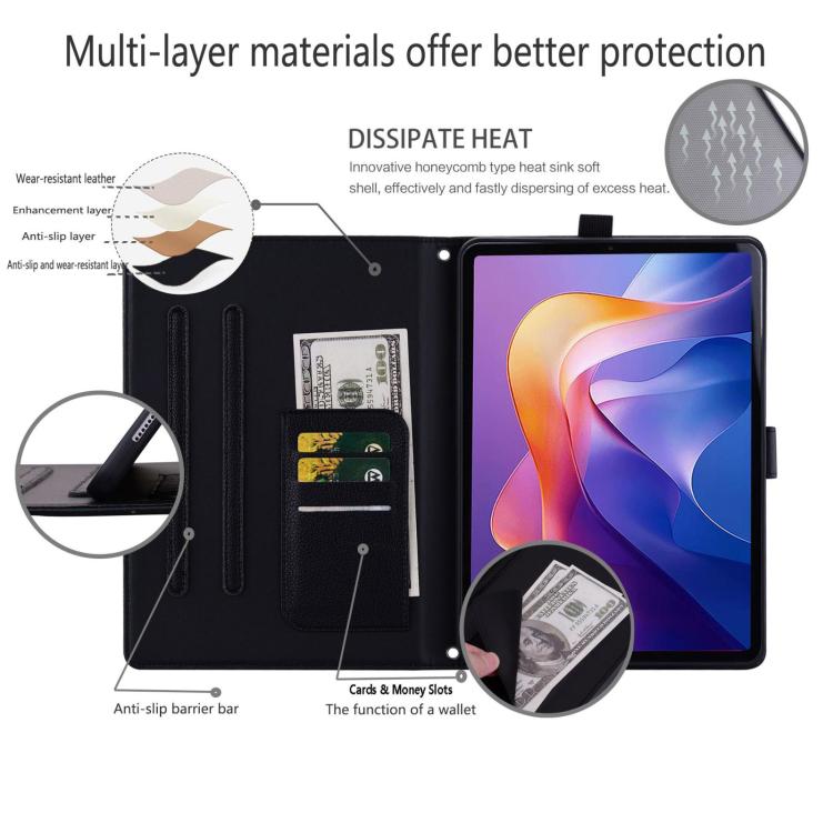 Cat Skin-feel Litchi PU Leather Smart Tablet Case - For iPad Air 11 / Pro 11 / Pro 13 / iPad (2025 / 2022)