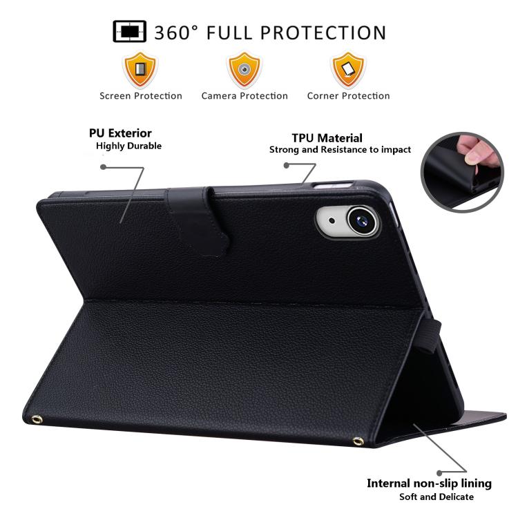 Cat Skin-feel Litchi PU Leather Smart Tablet Case - For iPad Air 11 / Pro 11 / Pro 13 / iPad (2025 / 2022)