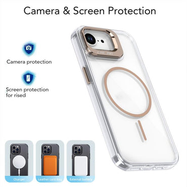 Bright Colour Clear MagSafe Lens Frame Holder Phone Case - For iPhone 16e / 16 Pro Max / 16 Pro / 16 Plus