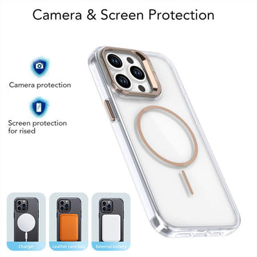 Bright Colour Clear MagSafe Lens Frame Holder Phone Case - For iPhone 14 Pro Max / 13 Pro Max / 13 Pro / 12 / 12 Pro