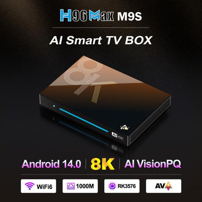 H96 Max M9s Android 14 Smart TV Box with Remote Control
