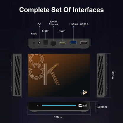 H96 Max M9s Android 14 Smart TV Box with Remote Control