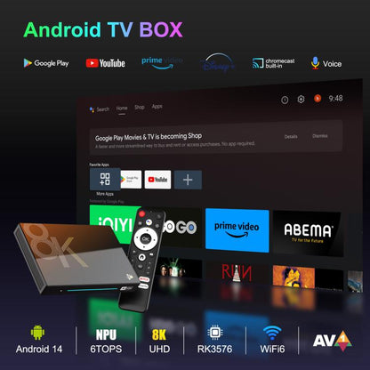 H96 Max M9s Android 14 Smart TV Box with Remote Control