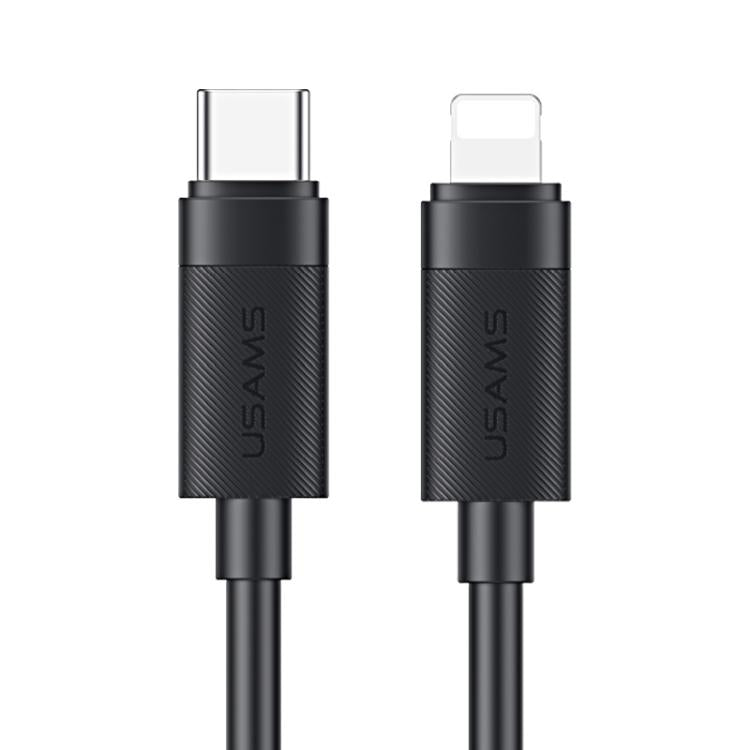 USAMS SJ781 U94 USB-C to 8 Pin 30W Fast Charging Black Data Cable 1M at MosAccessories.co.uk