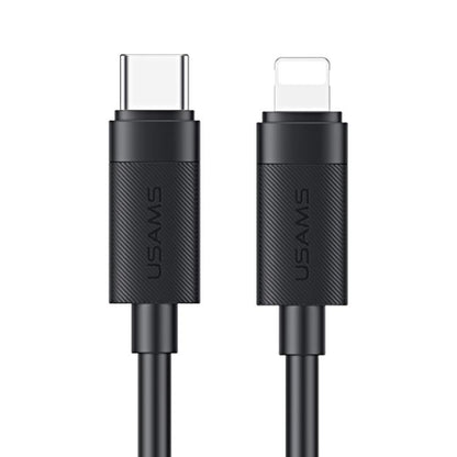 USAMS SJ781 U94 USB-C to 8 Pin 30W Fast Charging Black Data Cable 1M at MosAccessories.co.uk