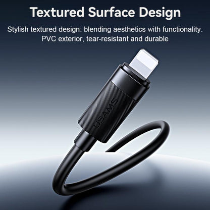 USAMS SJ781 U94 USB-C to 8 Pin 30W Fast Charging Black Data Cable 1M at MosAccessories.co.uk