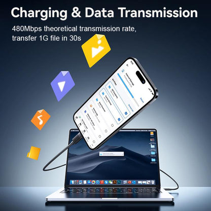 USAMS SJ781 U94 USB-C to 8 Pin 30W Fast Charging Black Data Cable 1M at MosAccessories.co.uk