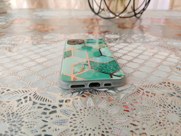 Marble Geometric TPU Green Case - For iPhone 11 Pro - mosaccessories