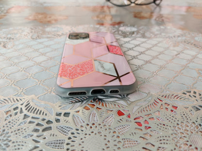 Marble Geometric TPU Pink Case - For iPhone 11 Pro - mosaccessories