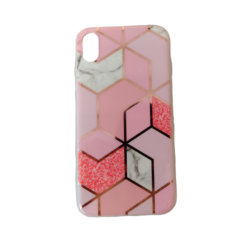 Marble Geometric TPU Pink Case - For iPhone XR - mosaccessories