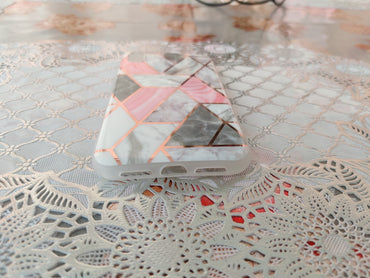 Marble Geometric TPU Coral Case - For iPhone XR - mosaccessories