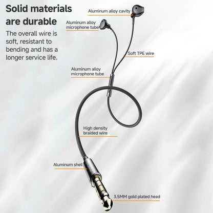 Yesido YH47 3.5mm Metal Line-Control In-Ear Wired Earphones