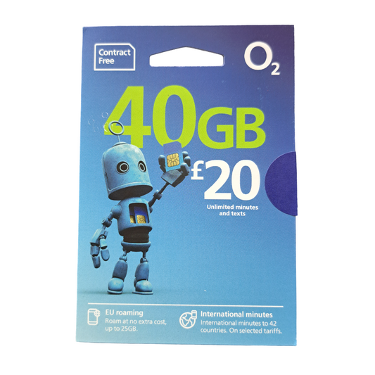 O2 Pay As You Go Sim Card - £20