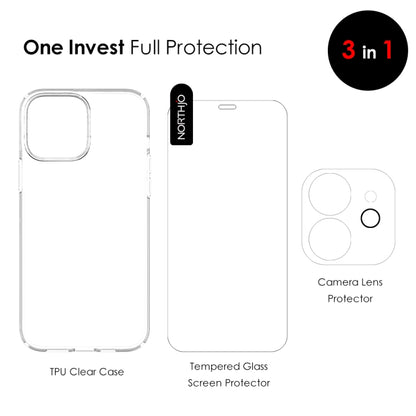 NORTHJO 3 in 1 TPU Clear Phone Case with Screen Film and Lens Film - For iPhone 12 mini