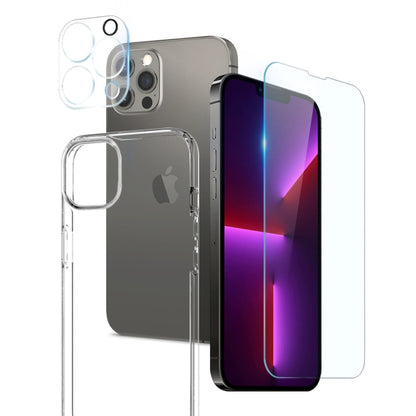 NORTHJO 3 in 1 TPU Clear Phone Case with Screen Film and Lens Film - For iPhone 17 / Air / 16 / 15 / 14 / 13 / 12 Series