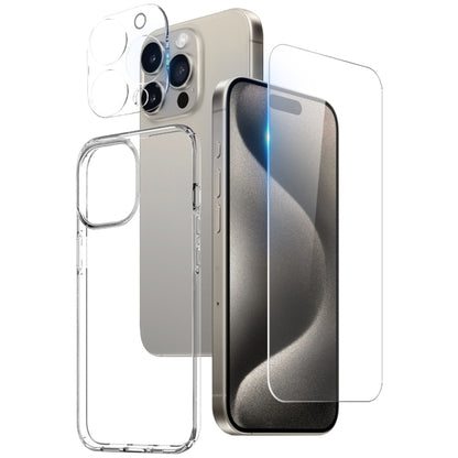 NORTHJO 3 in 1 TPU Clear Phone Case with Screen Film and Lens Film - For iPhone 17 / 16 / 15 / 14 / 13 / 12 Series
