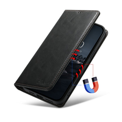 Suteni J02 Oil Wax Wallet PU Leather Black Phone Case - For iPhone 16 at MosAccessories.co.uk