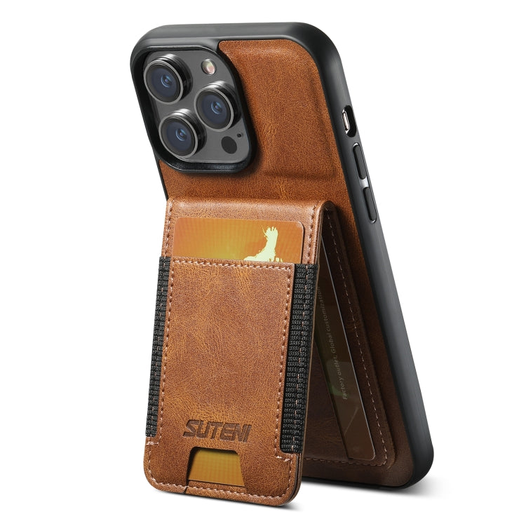 Suteni H03 Oil Wax PU Leather Wallet Stand Card Slot Back Phone Case - For iPhone 14 Plus - MosAccessories.co.uk