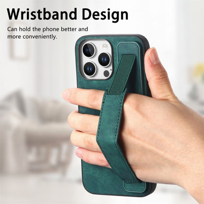 Retro Wristband Holder PU Leather Back Phone Case - For iPhone 16 Series