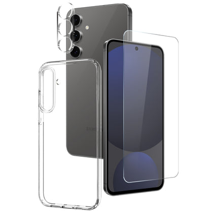 NORTHJO Clear TPU Case with Tempered Glass Screen Protector and Camera Lens Film - For Samsung Galaxy S25 Edge / S25 / S25+ / S24 Ultra / S24+ / S24 / S23+ / S23