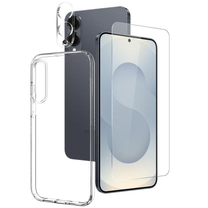 NORTHJO Clear TPU Case with Tempered Glass Screen Protector and Camera Lens Film - For Samsung Galaxy S25 Edge / S25 / S25+ / S24 Ultra / S24+ / S24 / S23+ / S23