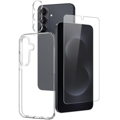 NORTHJO Clear TPU Case with Tempered Glass Screen Protector and Camera Lens Film - For Samsung Galaxy S25 Edge / S25 / S25+ / S24 Ultra / S24+ / S24 / S23+ / S23