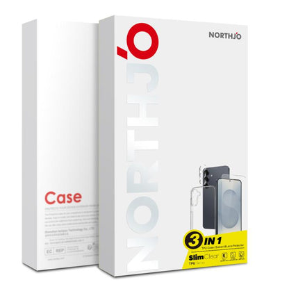 NORTHJO Clear TPU Case with Tempered Glass Screen Protector and Camera Lens Film - For Samsung Galaxy S25 Edge / S25 / S25+ / S24 Ultra / S24+ / S24 / S23+ / S23