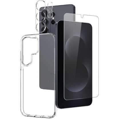 NORTHJO Clear TPU Case with Tempered Glass Screen Protector and Camera Lens Film - For Samsung Galaxy S25 Edge / S25 / S25+ / S24 Ultra / S24+ / S24 / S23+ / S23