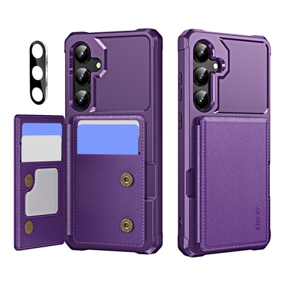 ENKAY Hat-Prince Card Slot Wallet TPU Back PU Leather Phone Case with Lens Film - For Samsung Galaxy S24