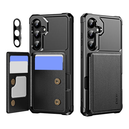 ENKAY Hat-Prince Card Slot Wallet TPU Back PU Leather Phone Case with Lens Film - For Samsung Galaxy A55 / A35 / S24 Ultra / S24+
