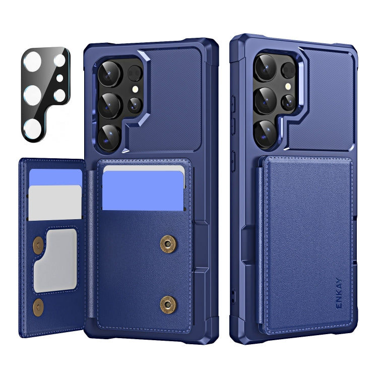 ENKAY Hat-Prince Card Slot Wallet TPU Back PU Leather Phone Case with Lens Film - For Samsung Galaxy A55 / A35 / S24 Ultra / S24+