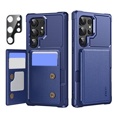 ENKAY Hat-Prince Card Slot Wallet TPU Back PU Leather Phone Case with Lens Film - For Samsung Galaxy A55 / A35 / S24 Ultra / S24+