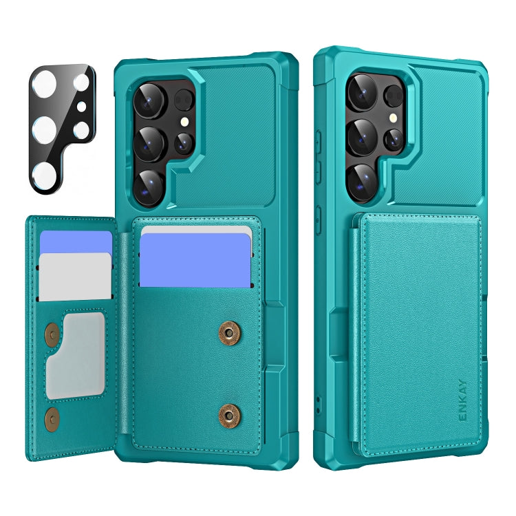 ENKAY Hat-Prince Card Slot Wallet TPU Back PU Leather Phone Case with Lens Film - For Samsung Galaxy A55 / A35 / S24 Ultra / S24+