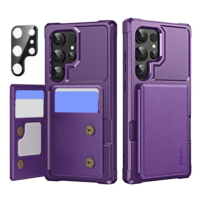 ENKAY Hat-Prince Card Slot Wallet TPU Back PU Leather Phone Case with Lens Film - For Samsung Galaxy A55 / A35 / S24 Ultra / S24+