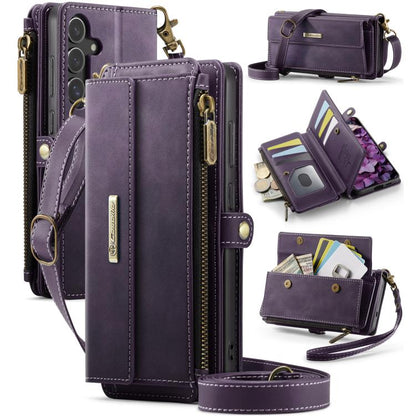 CaseMe RFID Blocking Zipper Wallet PU Leather Phone Case with Crossbody Strap - For Samsung Galaxy S20+ / S20 / S25 / S24 / S25+ / S24+