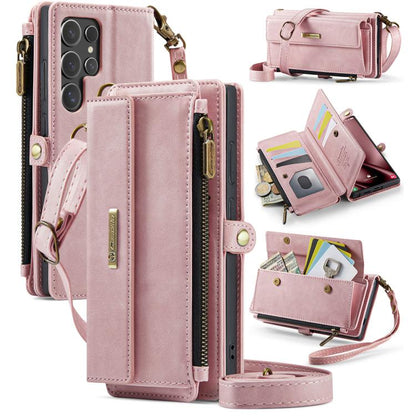 CaseMe RFID Blocking Zipper Wallet PU Leather Phone Case with Crossbody Strap - For Samsung Galaxy S24 FE / A55 / S24 Ultra / A15