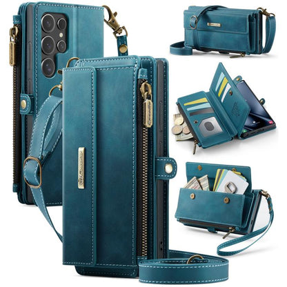 CaseMe RFID Blocking Zipper Wallet PU Leather Phone Case with Crossbody Strap - For Samsung Galaxy S24 FE / A55 / S24 Ultra / A15
