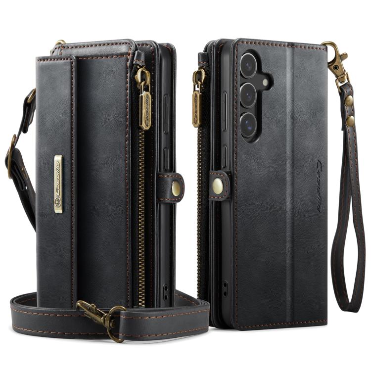 CaseMe RFID Blocking Zipper Wallet PU Leather Phone Case with Crossbody Strap - For Samsung Galaxy S24 FE / A55 / S24 Ultra / A15