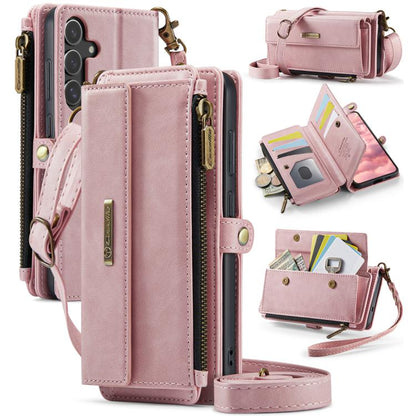CaseMe RFID Blocking Zipper Wallet PU Leather Phone Case with Crossbody Strap - For Samsung Galaxy S24 FE / A55 / S24 Ultra / A15