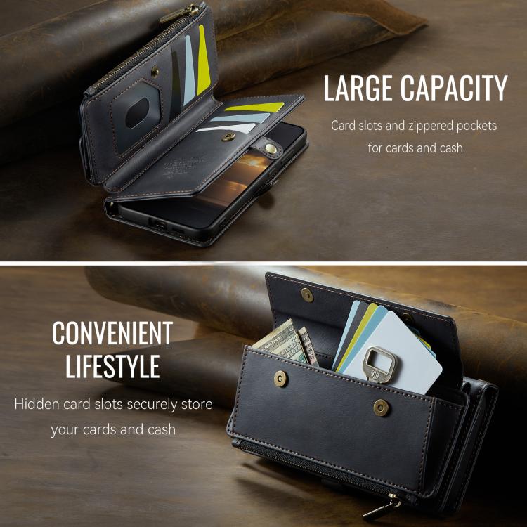 CaseMe RFID Blocking Zipper Wallet PU Leather Phone Case with Crossbody Strap - For Samsung Galaxy S23 / S22 Ultra / S22+ / S22