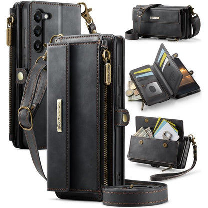 CaseMe RFID Blocking Zipper Wallet PU Leather Phone Case with Crossbody Strap - For Samsung Galaxy S23 FE / A54 / S23 Ultra / S23+