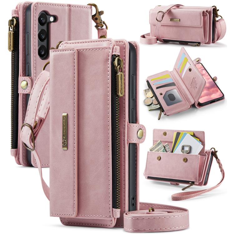 CaseMe RFID Blocking Zipper Wallet PU Leather Phone Case with Crossbody Strap - For Samsung Galaxy S23 FE / A54 / S23 Ultra / S23+