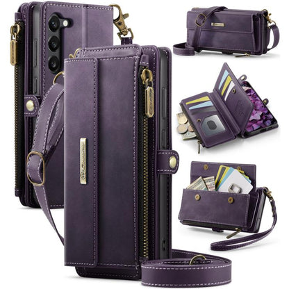 CaseMe RFID Blocking Zipper Wallet PU Leather Phone Case with Crossbody Strap - For Samsung Galaxy S23 FE / A54 / S23 Ultra / S23+