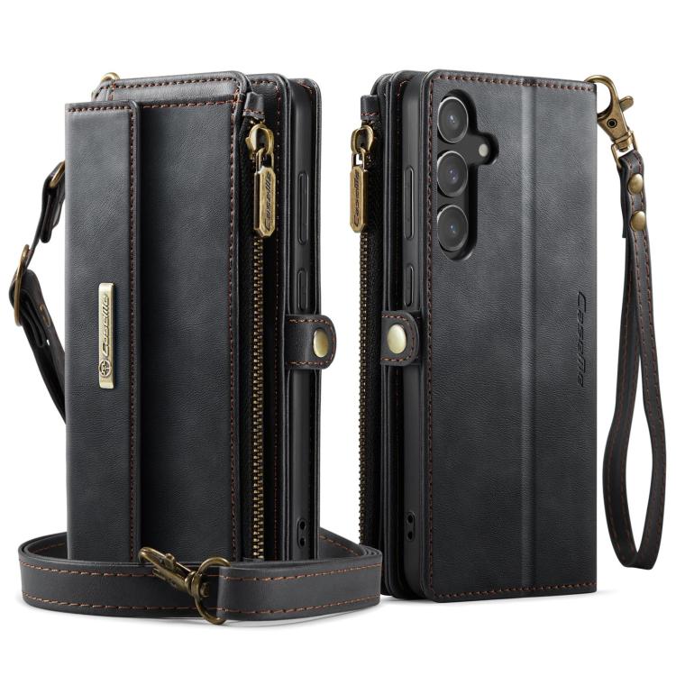 CaseMe RFID Blocking Zipper Wallet PU Leather Phone Case with Crossbody Strap - For Samsung Galaxy S23 FE / A54 / S23 Ultra / S23+
