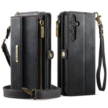 CaseMe RFID Blocking Zipper Wallet PU Leather Phone Case with Crossbody Strap - For Samsung Galaxy S23 FE / A54 / S23 Ultra / S23+