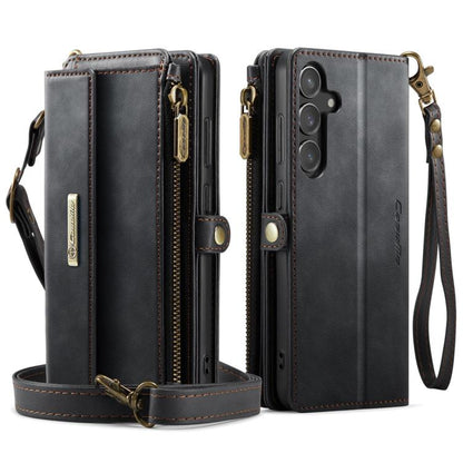 CaseMe RFID Blocking Zipper Wallet PU Leather Phone Case with Crossbody Strap - For Samsung Galaxy S23 FE / A54 / S23 Ultra / S23+
