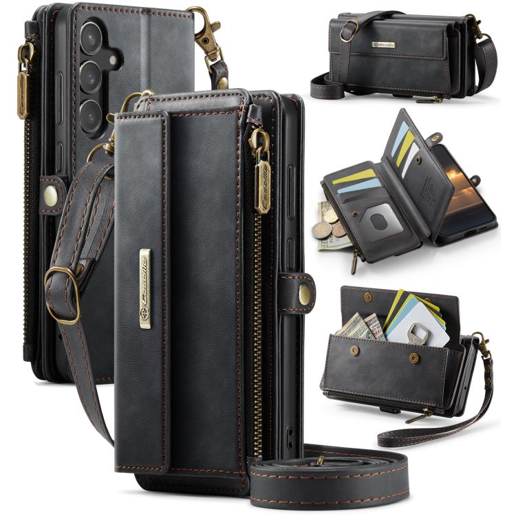 CaseMe RFID Blocking Zipper Wallet PU Leather Phone Case with Crossbody Strap - For Samsung Galaxy S23 FE / A54 / S23 Ultra / S23+