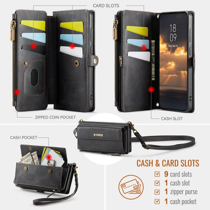 CaseMe RFID Blocking Zipper Wallet PU Leather Phone Case with Crossbody Strap - For Samsung Galaxy S23 FE / A54 / S23 Ultra / S23+