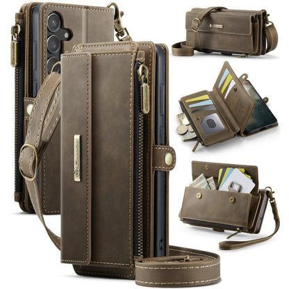 CaseMe RFID Blocking Zipper Wallet PU Leather Phone Case with Crossbody Strap - For Samsung Galaxy S23 FE / A54 / S23 Ultra / S23+